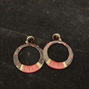 Elegant Red and Gold Hoop Earrings